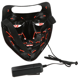 LED Hallowen Maske Lichteffekte rot/blau 18x20x9cm 2xAA Batterie 3 Leuchtvarianten Vollgesichtsmaske Leuchtmaske