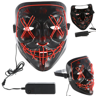 LED Hallowen Maske Lichteffekte rot/blau 18x20x9cm 2xAA Batterie 3 Leuchtvarianten Vollgesichtsmaske Leuchtmaske
