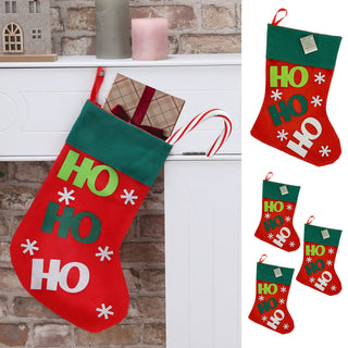 Weihnachtssocke 'HoHoHo' 4er Set 25x40x1 cm Filz rot grün Weihnachtsstrumpf Nikolausschuh Geschenktasche
