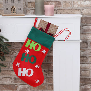 Weihnachtssocke 'HoHoHo' 4er Set 25x40x1 cm Filz rot grün Weihnachtsstrumpf Nikolausschuh Geschenktasche