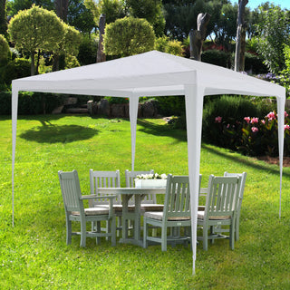 Pavillon Partyzelt 3x2,6x3m weiß Stahl PE Plane 90g/m² 4 Seile 8 Heringe  UV-Schutz Zelt Gartenpavillon Gartenzelt