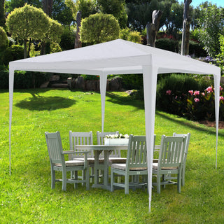 Pavillon Partyzelt 3x3m weiß Stahl PE Plane 90g/m² 4 Seile 8 Heringe  UV-Schutz Zelt Gartenpavillon Gartenzelt