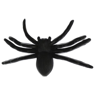 Spinnen 6x4er Set beflockt schwarz 8x6cm Kunststoff Polyester Halloween-Deko Spinne Spinnentier Gruselspinne