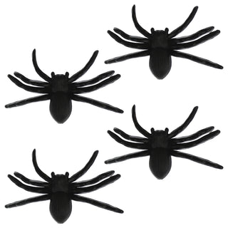 Spinnen 6x4er Set beflockt schwarz 8x6cm Kunststoff Polyester Halloween-Deko Spinne Spinnentier Gruselspinne