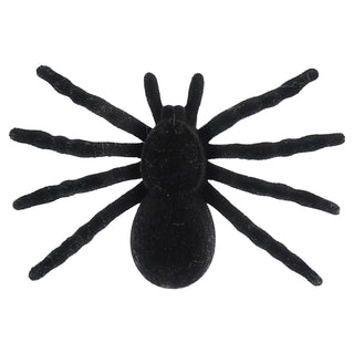 Spinnen 6x4er Set beflockt schwarz 8x6cm Kunststoff Polyester Halloween-Deko Spinne Spinnentier Gruselspinne
