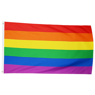 Fahne Regenbogenfarben 150x90cm Polyester bunt Dekofahne in LGBTQ-Design Equality Diversity Events Festivals Hissflagge mit Metallösen