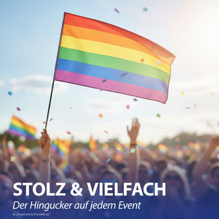 Fahne Regenbogenfarben 150x90cm Polyester bunt Dekofahne in LGBTQ-Design Equality Diversity Events Festivals Hissflagge mit Metallösen