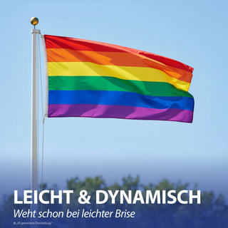 Fahne Regenbogenfarben 150x90cm Polyester bunt Dekofahne in LGBTQ-Design Equality Diversity Events Festivals Hissflagge mit Metallösen