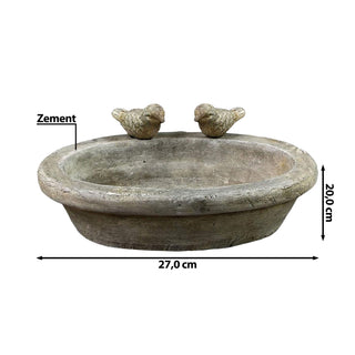 Vogeltränke mit zwei Vögeln Zement 27x20cm Wasserbecken Vogelbad Vogelbecken Gartendekoration