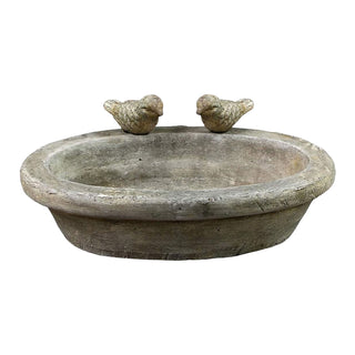 Vogeltränke mit zwei Vögeln Zement 27x20cm Wasserbecken Vogelbad Vogelbecken Gartendekoration