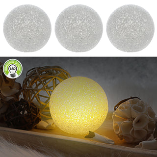 LED Deko Kugel Soft 3er Set Ø8cm warmweiß Kunststoff Metall Stimmungslicht Lichtkugel Lichtball Bruchglas-Optik