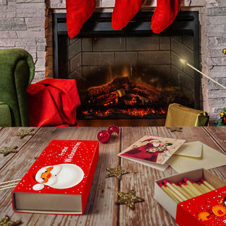 Streichhölzer 'Frohe Weihnachten' 8er Set 4 Motive 10cm lang 12.5x2x6,5cm Karton Zündhölzer Streichholzschachtel Anzünder