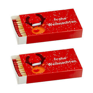 Streichhölzer 'Frohe Weihnachten' 8er Set 4 Motive 10cm lang 12.5x2x6,5cm Karton Zündhölzer Streichholzschachtel Anzünder