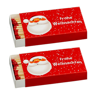Streichhölzer 'Frohe Weihnachten' 8er Set 4 Motive 10cm lang 12.5x2x6,5cm Karton Zündhölzer Streichholzschachtel Anzünder