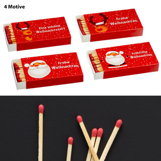 Streichhölzer 'Frohe Weihnachten' 8er Set 4 Motive 10cm lang 12.5x2x6,5cm Karton Zündhölzer Streichholzschachtel Anzünder