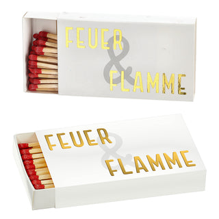 Streichhölzer Spruch 8er Set 2 Motive 10cm lang 12.5x2x6,5cm weiß gold Karton Zündhölzer Streichholzschachtel Anzünder
