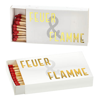 Streichhölzer Spruch 8er Set 2 Motive 10cm lang 12.5x2x6,5cm weiß gold Karton Zündhölzer Streichholzschachtel Anzünder
