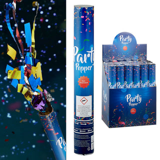 12er Set Party-Popper De Luxe 30cm Konfettikanone Folien-Luftschlangen Konfettiregen Geburtstag Silvester Party