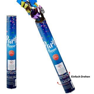 12er Set Party-Popper De Luxe 30cm Konfettikanone Folien-Luftschlangen Konfettiregen Geburtstag Silvester Party