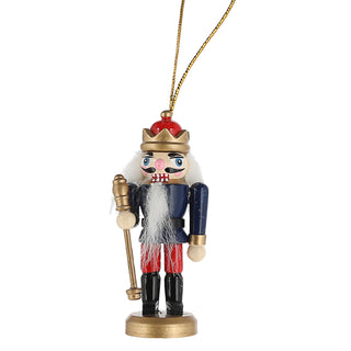 Nussknacker zum Aufhängen 4er Set bunt 3,5x8x2,5cm Kiefernholz Baumschmuck-Anhänger Weihnachtsfigur