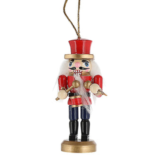 Nussknacker zum Aufhängen 4er Set bunt 3,5x8x2,5cm Kiefernholz Baumschmuck-Anhänger Weihnachtsfigur