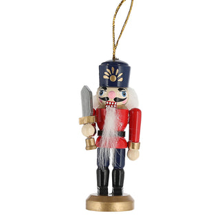 Nussknacker zum Aufhängen 4er Set bunt 3,5x8x2,5cm Kiefernholz Baumschmuck-Anhänger Weihnachtsfigur