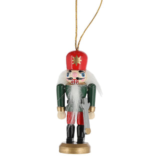 Nussknacker zum Aufhängen 4er Set bunt 3,5x8x2,5cm Kiefernholz Baumschmuck-Anhänger Weihnachtsfigur