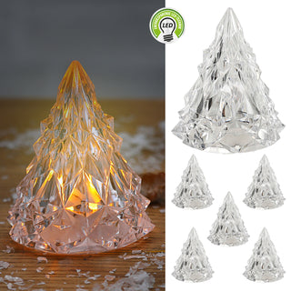LED Tannenbaum 6er Set Kunststoff batteriebetrieben weiß 6x8x6cm Leucht-Baum Christbaum Ein-/Ausschalter