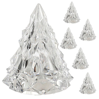 LED Tannenbaum 6er Set Kunststoff batteriebetrieben weiß 6x8x6cm Leucht-Baum Christbaum Ein-/Ausschalter