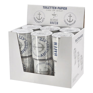 Toilettenpapier maritim 12er Set 3 Motiven 24m 2-lagig PVC 18g/qm Klopapier bedruckte Rollen WC-Papier