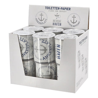 Toilettenpapier maritim 12er Set 3 Motiven 24m 2-lagig PVC 18g/qm Klopapier bedruckte Rollen WC-Papier