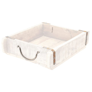Holzkiste Ziegelform 30x8x25cm weiß Altholz Metallbeschläge Holzbox Vintage Used Look Kiste Box Dekokiste