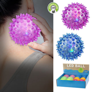 LED Massageball 12er Set 6 Farben Ø5,5cm Gummi blinkender Noppenball Fazienball Igelball Spielball
