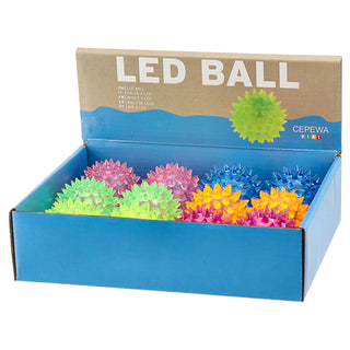 LED Massageball 12er Set 6 Farben Ø5,5cm Gummi blinkender Noppenball Fazienball Igelball Spielball