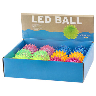 LED Massageball 12er Set 6 Farben Ø5,5cm Gummi blinkender Noppenball Fazienball Igelball Spielball