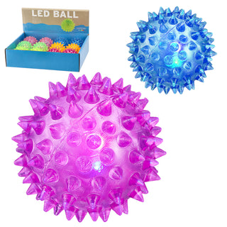 LED Massageball 12er Set 6 Farben Ø5,5cm Gummi blinkender Noppenball Fazienball Igelball Spielball