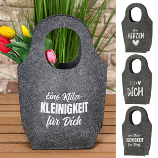 Geschenktasche 3er Set mit Sprüchen 27x38,5x10cm grau Filztasche mit Henkel Aufbewahrungstaschen Geschenkverpackung