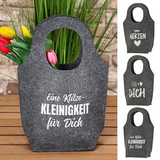 Geschenktasche 3er Set mit Sprüchen 27x38,5x10cm grau Filztasche mit Henkel Aufbewahrungstaschen Geschenkverpackung