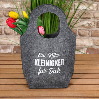 Geschenktasche 3er Set mit Sprüchen 27x38,5x10cm grau Filztasche mit Henkel Aufbewahrungstaschen Geschenkverpackung