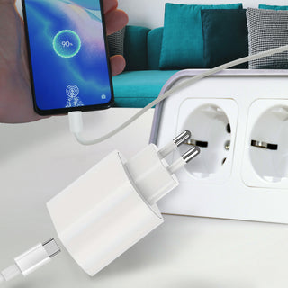 1/2x USB-C Schnellladegerät 5V 3A 20Watt 220V 56-60HZ Kunststoff weiß Netzteil Netzstecker Netzladeadapter
