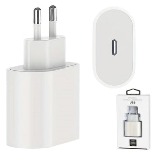 1/2x USB-C Schnellladegerät 5V 3A 20Watt 220V 56-60HZ Kunststoff weiß Netzteil Netzstecker Netzladeadapter