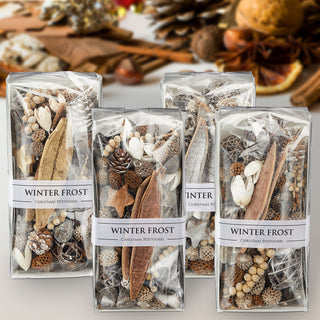 Potpourri 4er Set 'Winterfrost' getrocknete Pflanzenteile silber gold kupfer rosegold 9x20x6,5cm Trockenpflanzen Winterdeko