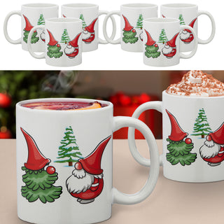 Glühweinbecher Wichtel 6er Set Ø8x9,5x11,5cm Steinzeug 300 ml Henkeltassen Teetassen Weihnachtstassen