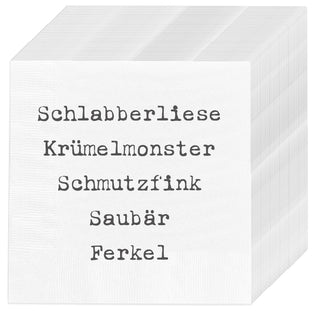 Servietten 'Schmutzfink' 60er Set 33x33cm 3-lagig Papierserviette stoffähnlich Schlagworte