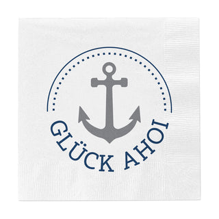 Servietten 'Ahoi' 2 Motive 80er Set 33x33cm 3-lagig Papierserviette stoffähnlich Anker Boot Hafen Tücher
