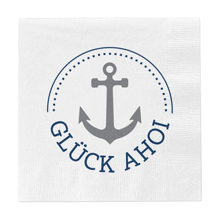 Servietten 'Ahoi' 2 Motive 80er Set 33x33cm 3-lagig Papierserviette stoffähnlich Anker Boot Hafen Tücher