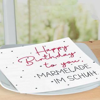 Servietten 'Marmelade' 2 Motive 80er Set 33x33cm 3-lagig Papierserviette stoffähnlich Tuch Geburtstagsmotiv