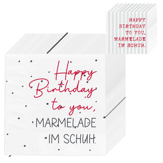 Servietten 'Marmelade' 2 Motive 80er Set 33x33cm 3-lagig Papierserviette stoffähnlich Tuch Geburtstagsmotiv