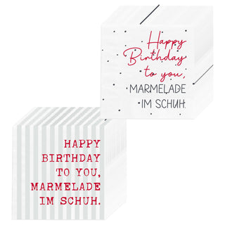 Servietten 'Marmelade' 2 Motive 80er Set 33x33cm 3-lagig Papierserviette stoffähnlich Tuch Geburtstagsmotiv