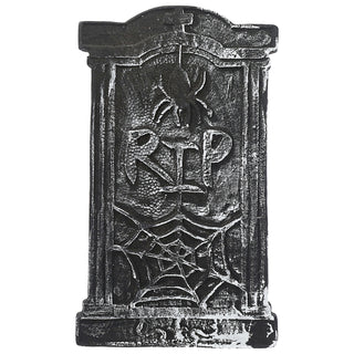Grabstein 'RIP' 35x58x2,5cm Styropor Halloweendekoration Spinne Spinnennetz Friedhof Stein verwittert